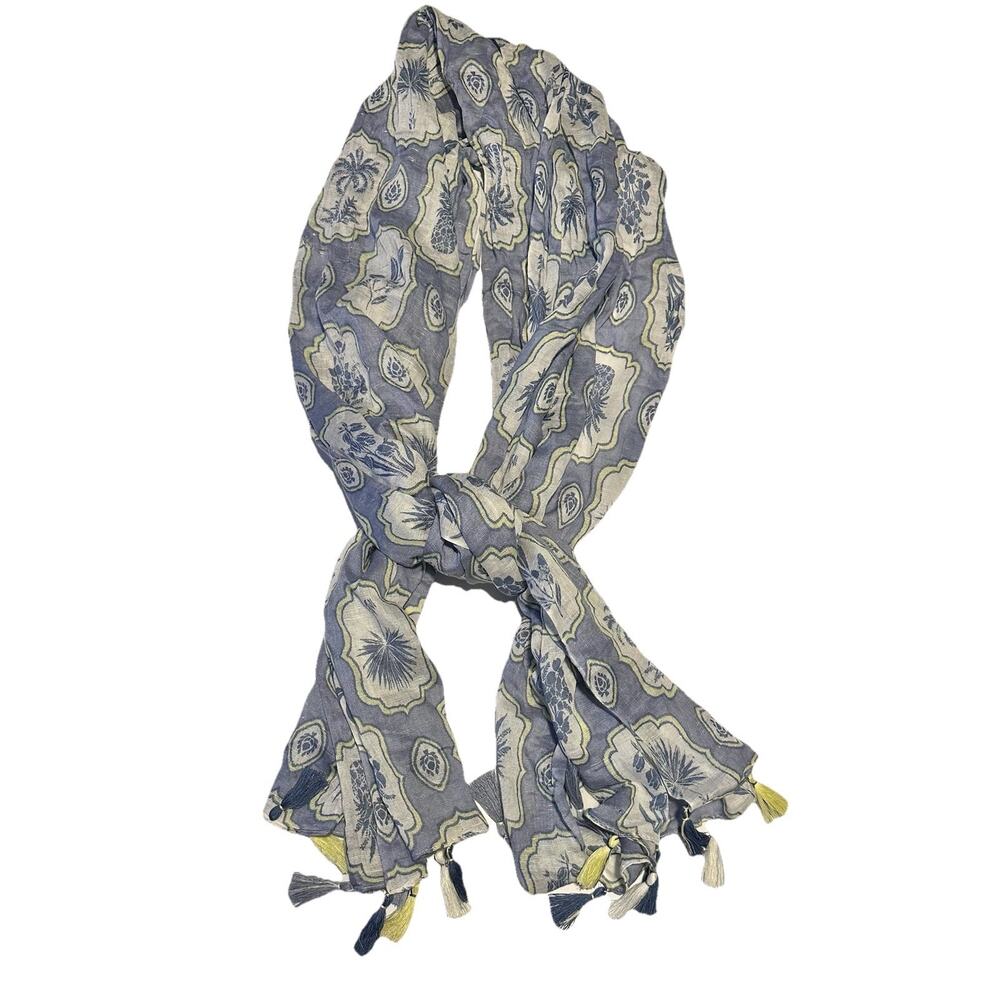 Spartina 449 Linen Blend Scarf Daufuskie Island SC Map Coastal Beachy 24x72 NWT